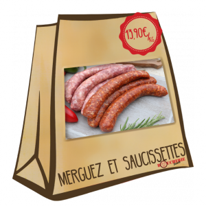 Colis de viande avec la saucisse artisanale