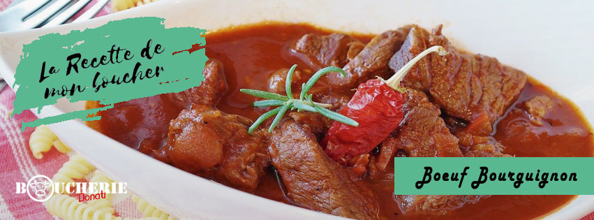 Recette boeuf bourguignon traditionnel dans sa sauce au vin